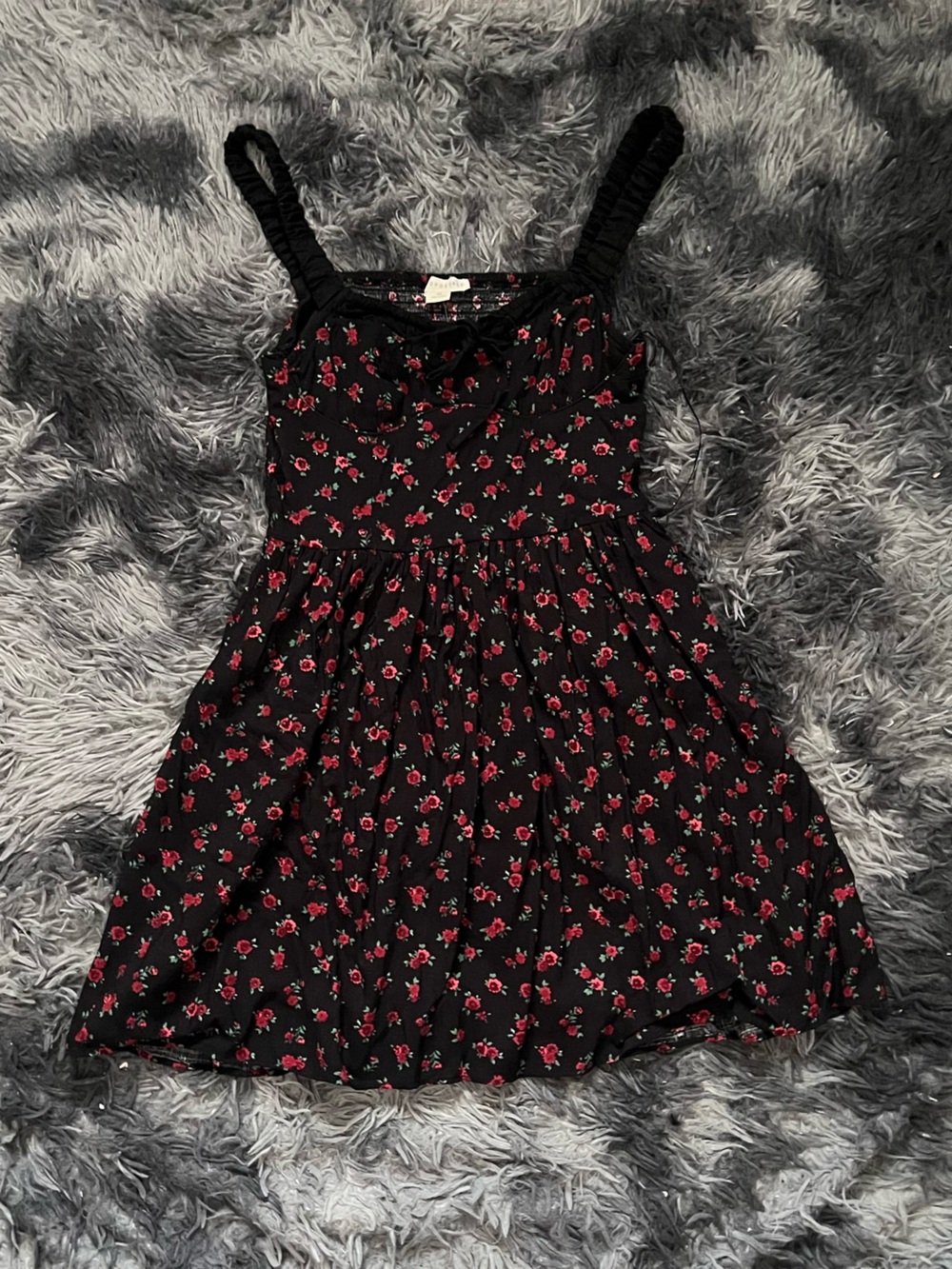 Black with Red Rose mini dress